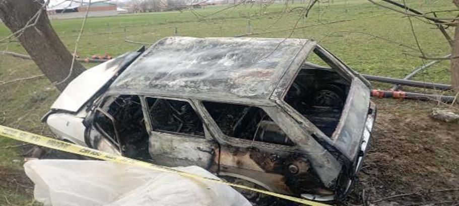Denizli'de ağaca çarpan otomobil alev aldı; dede ile torunu öldü, 2 yaralı