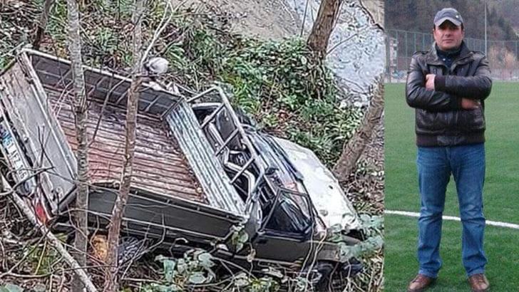 Üzerine kaya düşen kamyonet şarampole yuvarlandı; sürücü öldü, kızı yaralı