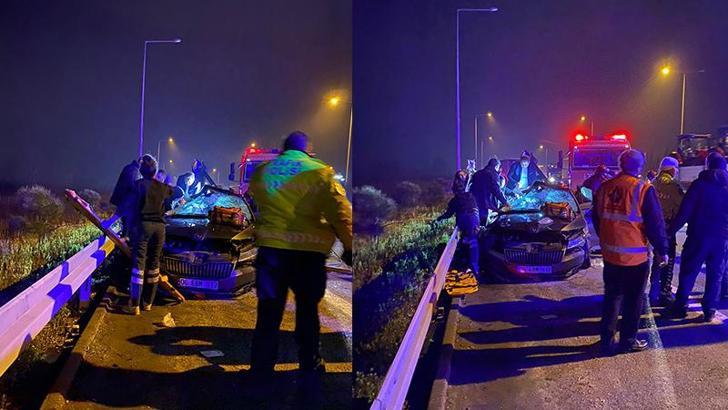 Koruma polislerinin içinde bulunduğu otomobil TIR'a çarptı: 1 şehit, 2 yaralı
