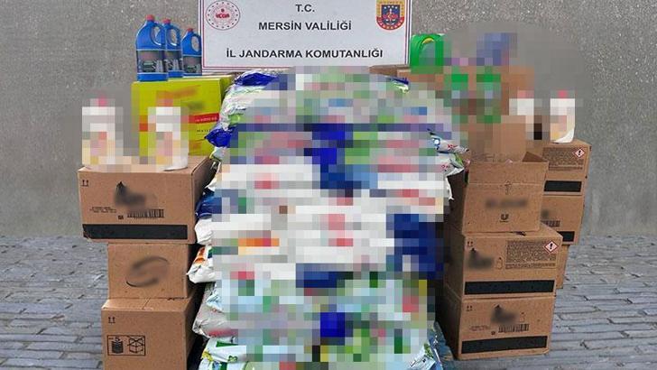 Mersin'de 12 ton sahte temizlik ürünü ele geçirildi; 3 gözaltı