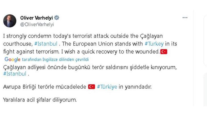 AB Komisyon Üyesi Varhelyi: AB, terörle mücadelede Türkiye'nin yanındadır