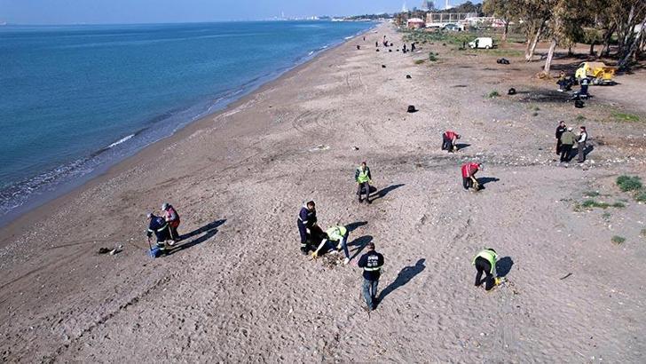Mersin'de deniz kaplumbağalarının yumurtlama alanları temizlendi