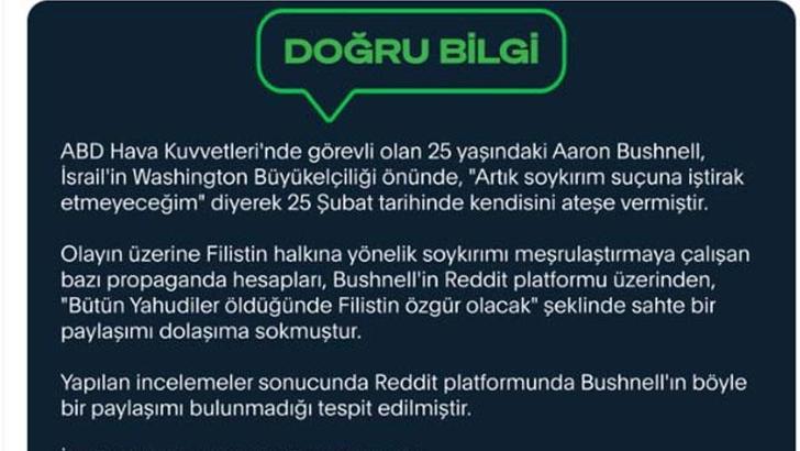 İletişim Başkanlığı: Sosyal medyadaki Bushnell paylaşımı doğru değil