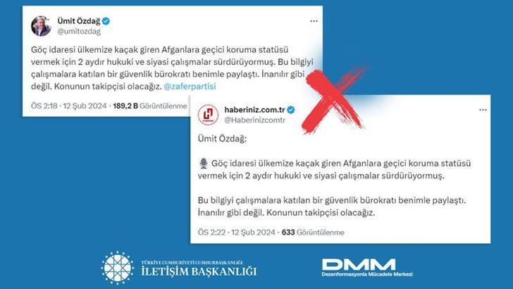 Dezenformasyonla Mücadele Merkezi: 'Afganlara geçici koruma statüsü verme' iddiası doğru değildir