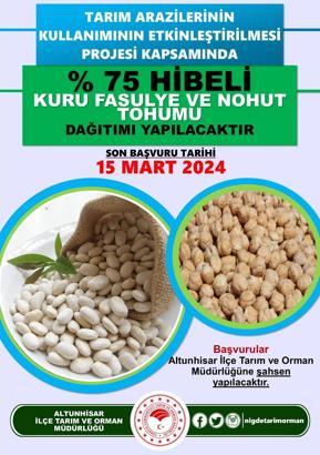 Niğde'de üreticilere yüzde 75 hibeli destekli nohut ve kuru fasulye tohumu dağıtılacak