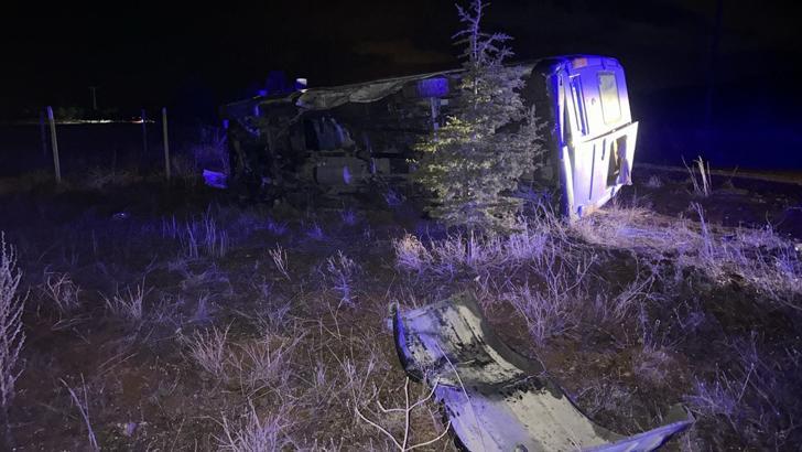 Domuz sürüsüne çarpan işçi servis minibüsü devrildi: 2'si ağır 12 yaralı