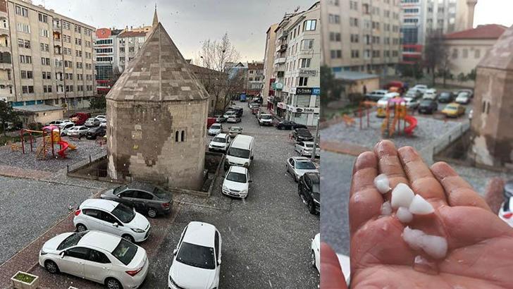 Kayseri'de dolu yağışı