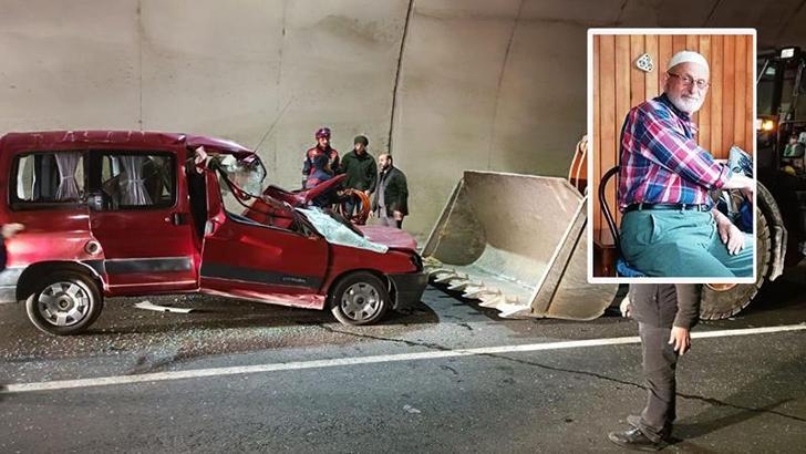 Tünele tersten giren hafif ticari araç, iş makinesine çarptı: 1 ölü