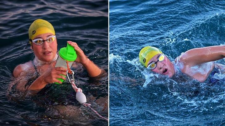 Bodrumlu açık su yüzücüsü Aysu Türkoğlu, Cook Boğazı geçişine başladı