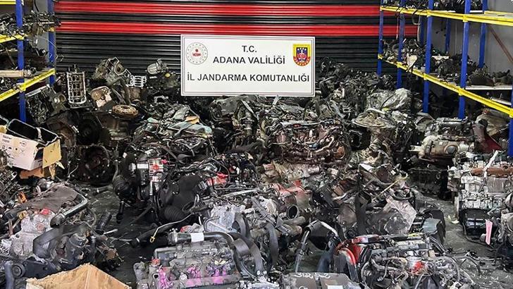 Adana’da 10 milyon TL değerinde 96 otomobil motoru ele geçirildi