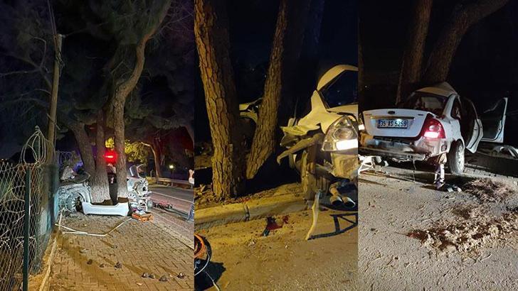 Otomobil önce otobüse sonra ağaca çarptı: 2 ölü, 1 ağır yaralı