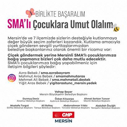 Mersin'de belediye başkanlarından, tebrik çiçekleri yerine SMA hastalarına bağış çağrısı