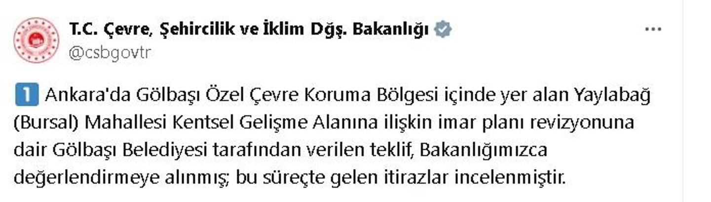 Bakanlık: 'Nazım ve Uygulama İmar Planı Revizyonu' kesinleştirilmeden iptal edilmiştir