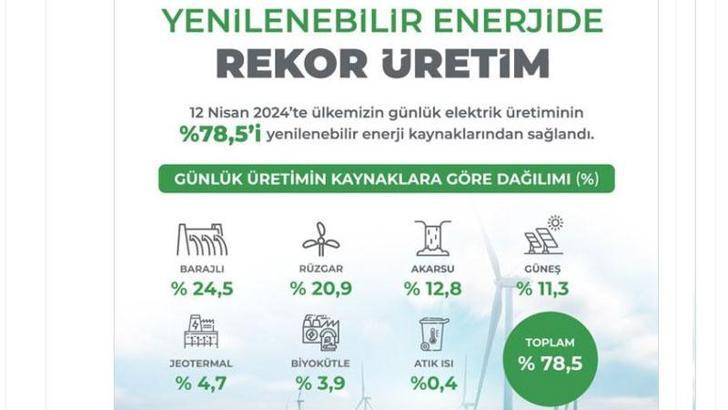 Yenilenebilir enerjide rekor üretim