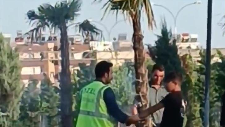 Parktaki ağacı yakmaya kalkıştı