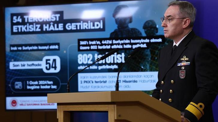 MSB: Son bir haftada 54 terörist etkisiz hale getirildi