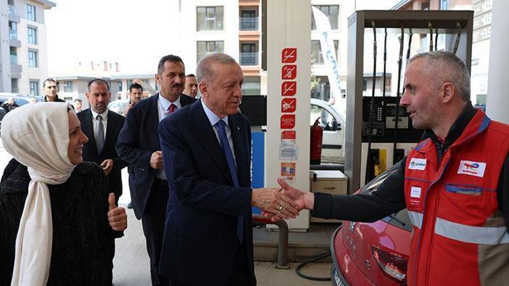 Erdoğan'dan akaryakıt istasyonu ziyareti