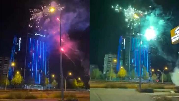 Bursaspor’un kaldığı otelin çevresinde havai fişek atan taraftarlar gözaltına alındı