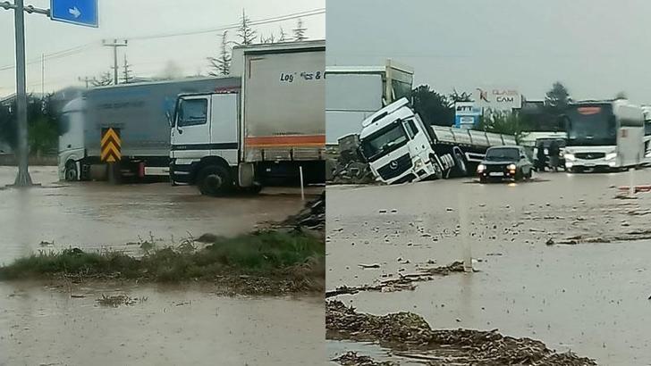 Nevşehir-Aksaray kara yolu sel nedeniyle trafiğe kapandı