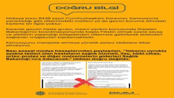 DMM’den yabancı uyruklu hastaların tedavi giderlerine ilişkin açıklama