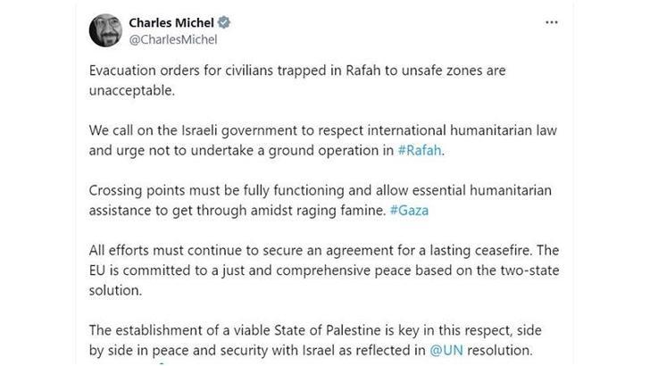 Avrupa Konseyi Başkanı Michel: Tahliye emri kabul edilemez