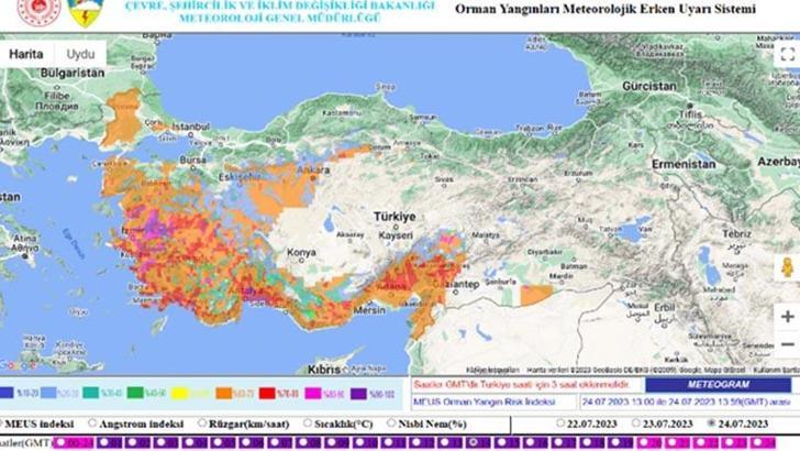 Meteoroloji, 'MEUS' ile yangın risk haritaları oluşturuyor