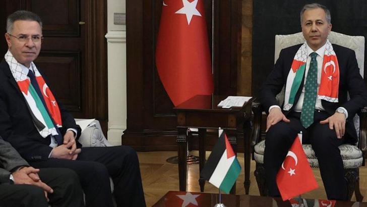 İçişleri Bakanı Yerlikaya, Filistin Büyükelçisi Mustafa ile görüştü