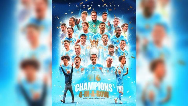 Premier Lig'de üst üste 4. kez şampiyon Manchester City