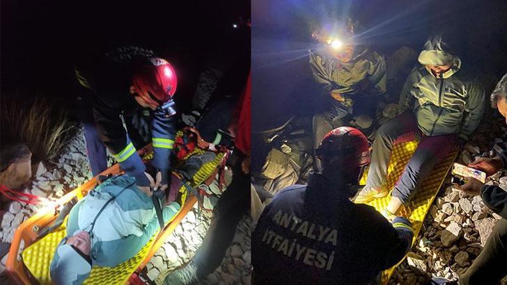 Dağda mahsur kalan 1'i hamile 2 Rus turist, 11 saatlik çalışmayla kurtarıldı