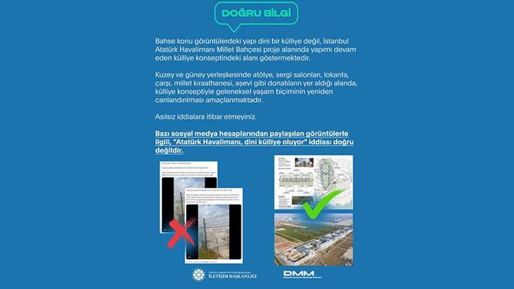 İletişim Başkanlığı'ndan, 'Atatürk Havalimanı, dini külliye oluyor' iddialarına yalanlama