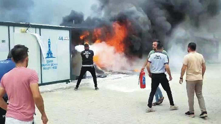 Osmaniye’de depremzedelerin kaldığı konteyner kentte yangın