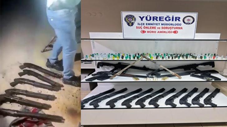 Evin bacasından 15 ruhsatsız silah çıktı