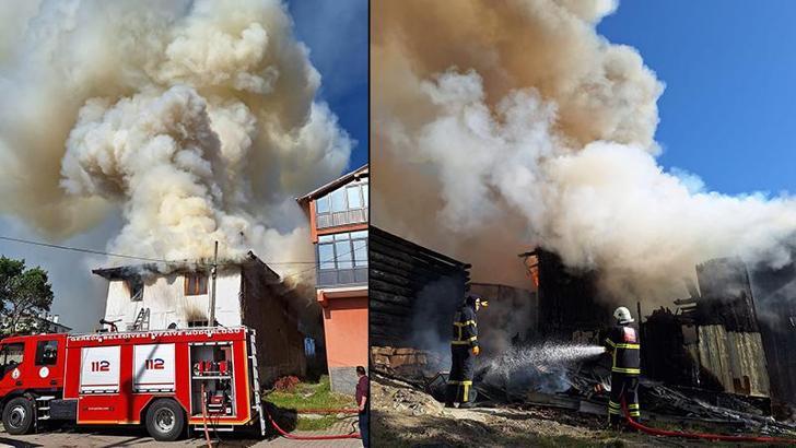 Bolu'da 2 katlı ahşap ev yandı