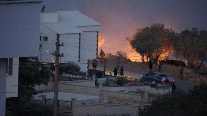 İzmir Dikili'de otluk alanda yangın; ev ve balık çiftçiliği zarar gördü