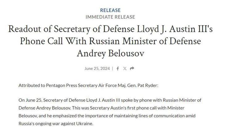 ABD Savunma Bakanı Austin, Rus mevkdaşı Belousov ile görüştü
