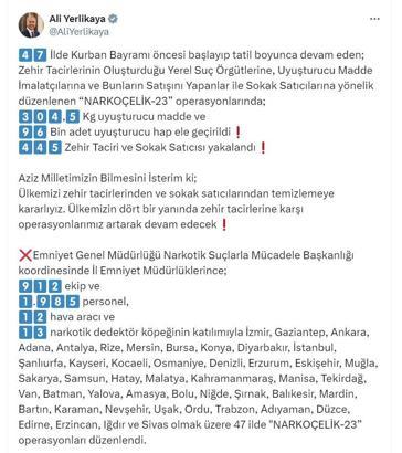 47 ilde 'Narkoçelik-23' operasyonu: 445 gözaltı