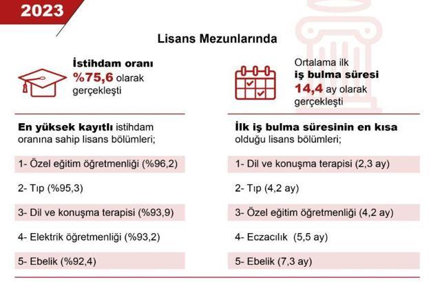 Lisans mezunlarının yüzde 75,6'sı istihdamda