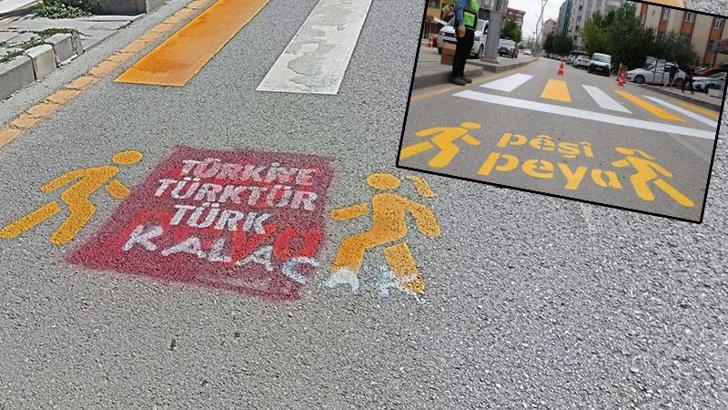 Van'da Kürtçe trafik uyarılarının üzerine 'Türkiye Türk’tür, Türk kalacak' yazıları yazıldı