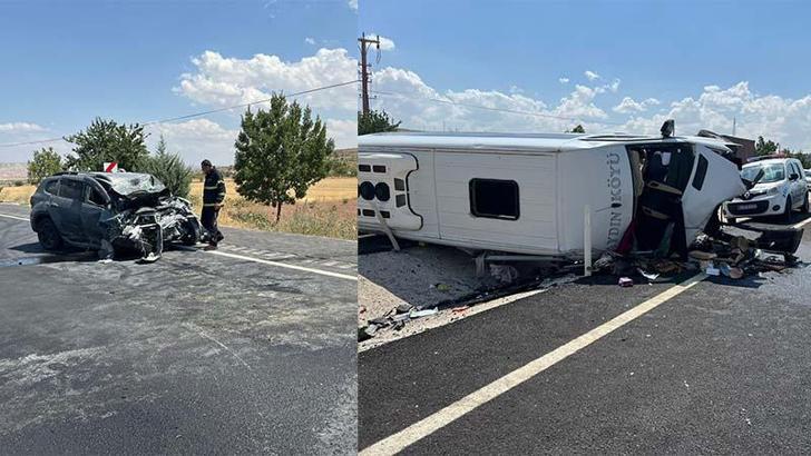 Nevşehir'de minibüs ile cip çarpıştı: 1'i ağır, 14 yaralı