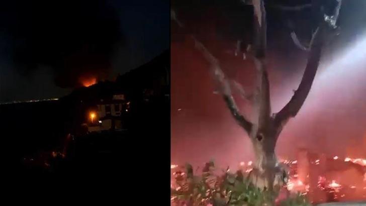 Mangal ateşinden çıkan yangında 3 katlı bina alev alev yandı