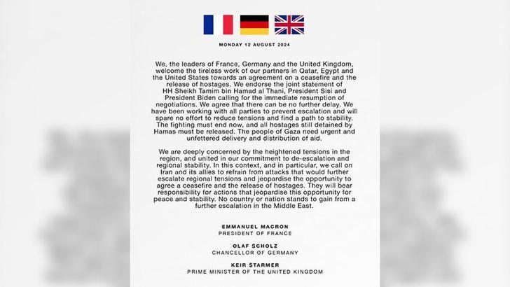 Almanya, İngiltere ve Fransa’dan Gazze için ateşkes açıklaması