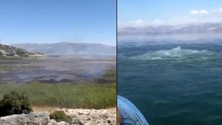Eğirdir Gölü'nde 'metan gazı' yangını