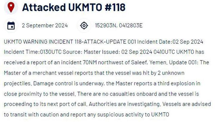 Kızıldeniz’de ticari gemi vuruldu