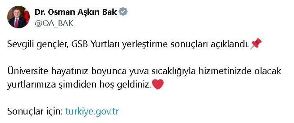 KYK yurt başvuru sonuçları açıklandı