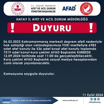 Hatay’da 7 bin 519 konutun kura çekimi gerçekleştirilecek