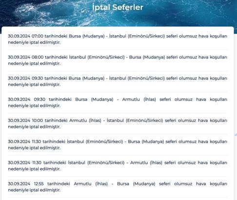 BUDO'nun 8 seferi iptal edildi