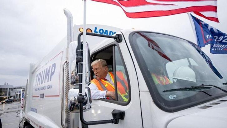 Trump, Biden'ın destekçilerine 'çöp' demesi üzerine çöp kamyonunda poz verdi