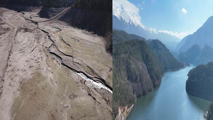 Bursa'da barajlardaki doluluk yüzde 20'ye düştü; kuruyan Nilüfer Barajı dronla görüntülendi