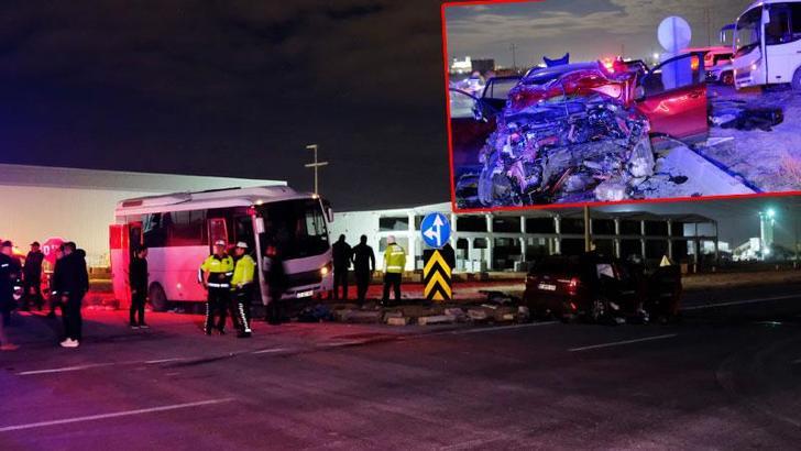 Polis midibüsüyle otomobil çarpıştı: 1 ölü, 7'si polis 11 yaralı