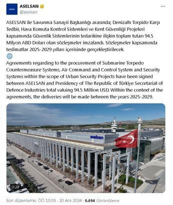 ASELSAN ve SSB arasında 94,5 milyon dolar tutarında tedarik anlaşmaları